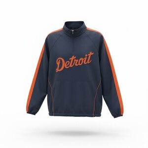 Majestic Mens Quarter Zip Top Jacket - Navy and Orange